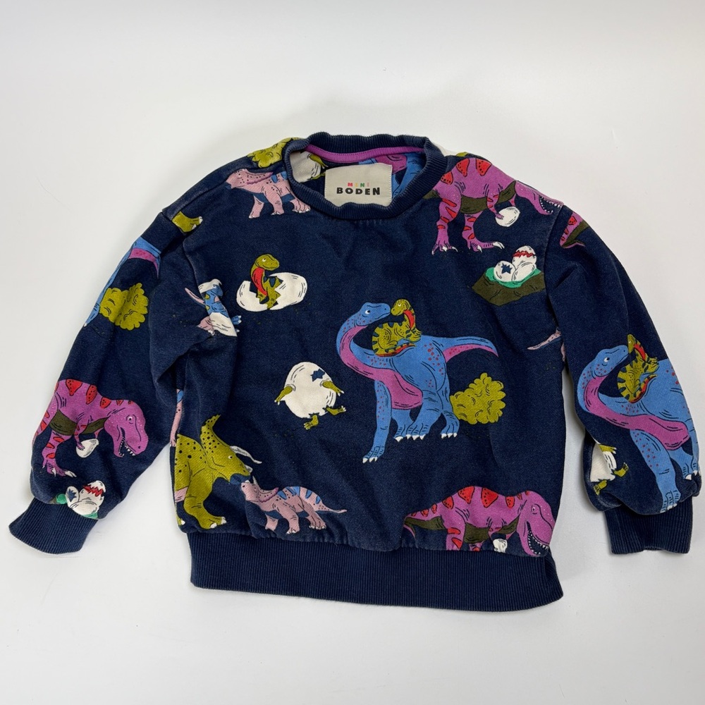 Mini Boden HTF Dinosaur Dino‎ Crewneck Sweatshirt Kids Toddler 4-5Y
